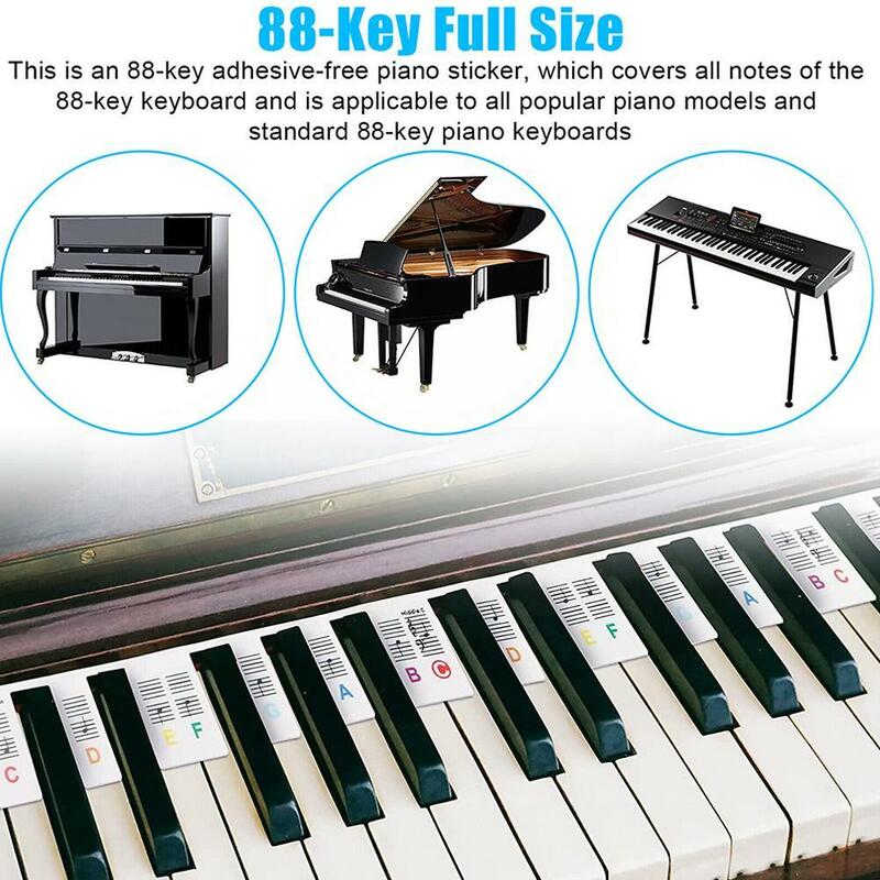 61 teclas 88 teclas removível piano para etiquetas chaves teclado de piano  adesivos piano ancinho notas