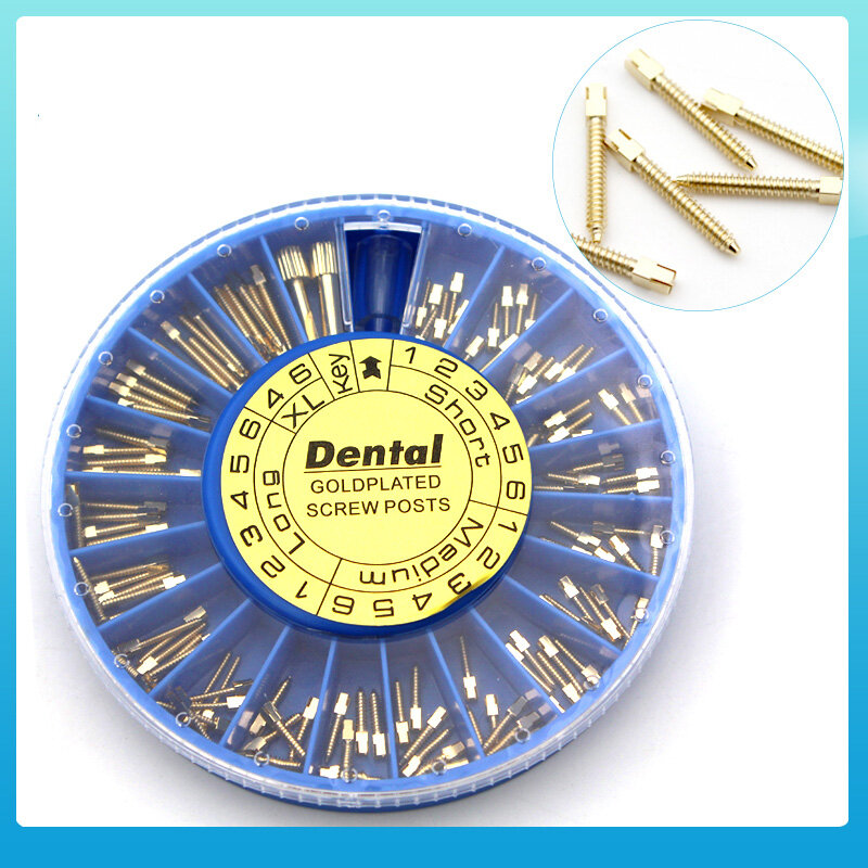 240 teile/schachtel Zahns ch rauben pfosten Zahn vergoldete Schraubenpfosten-Kits Dental material für Zahnarzt werkzeug Zahnmedizin