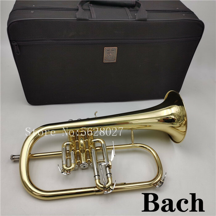 Bach nuovissimo Flugelhorn professionale Bach-lacca oro 950 con custodia professione Flugelhorn campana in ottone giallo Bb