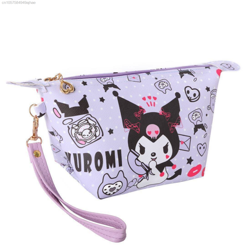 Sanrio Kawaii Hello Kitty Cinnamoroll сумка для макияжа кожаная Портативная сумка Kuromi для хранения ручной ключ кошелек ручная мини-сумка