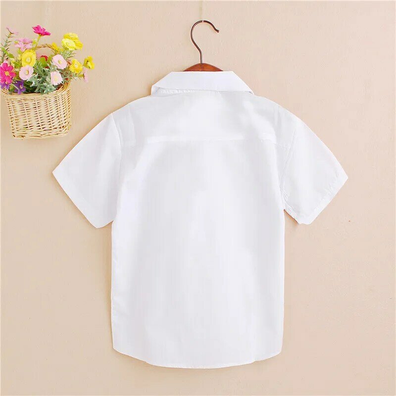Boy white shirts Summer children's clothing cotton short-sleeved white shirt Kids top shirt for boys clothes 10 12 year