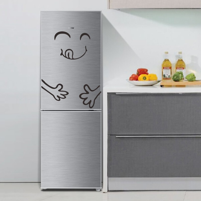 Bonito desenhos animados geladeira adesivo feliz rosto delicioso cozinha geladeira adesivos de parede arte bonito smiley adesivos de parede