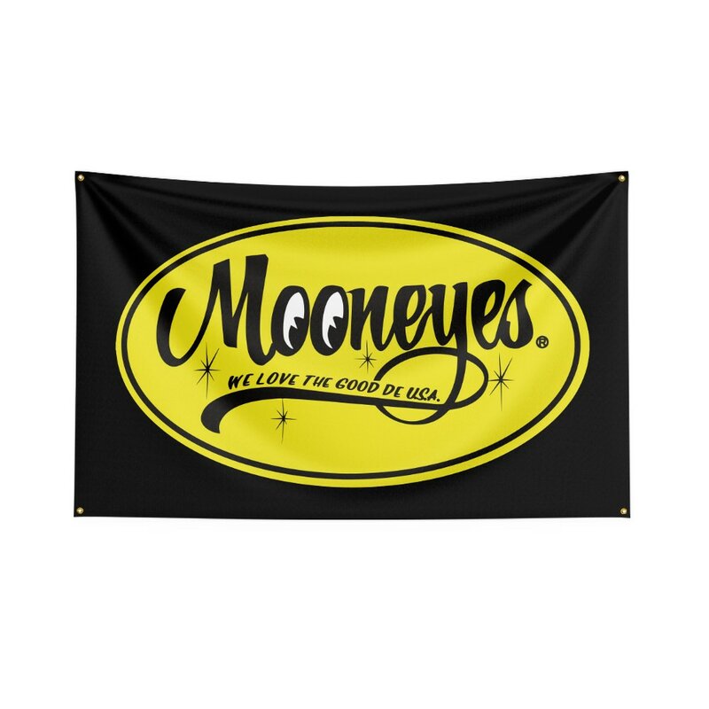 Moon Eyes Feel Polyester Digital Printed Logo Vehicle Repair and Modification PRBanner, Federation 3x5
