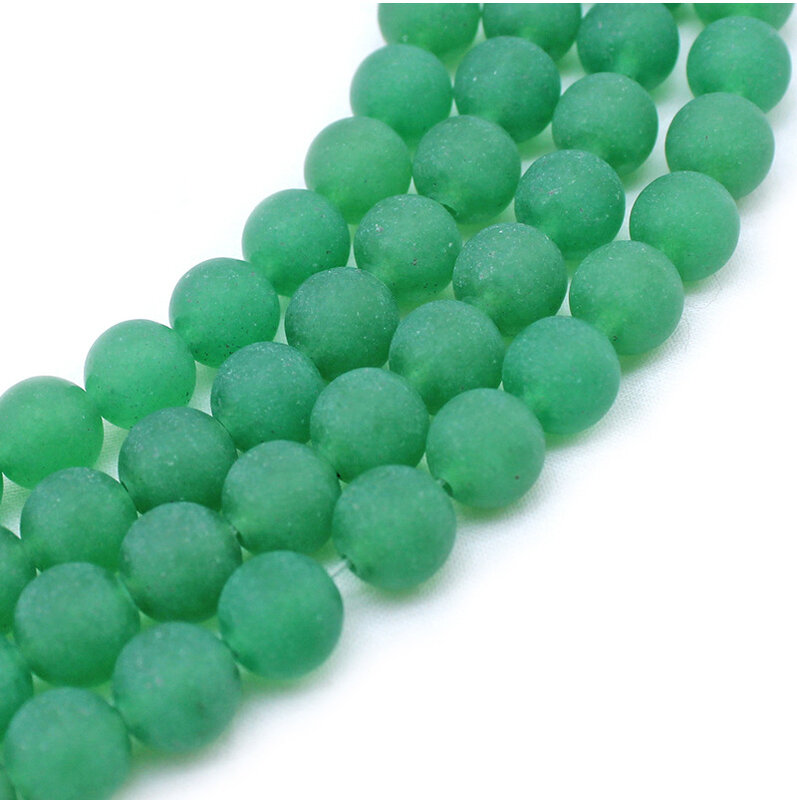 200PCS Matte Green Aventurine 8MM Round Beads for DIY Making Jewelry Necklace Energy Healing Unpolished Gemstone Loose Crystal