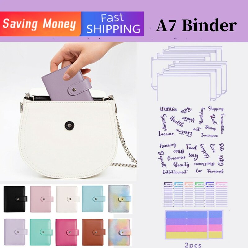 A7 Small Budget Planner Wallet And Zip Envelope  Mini Loose-Leaf Budget Binder  For Saving Money Cash System Money Organizer