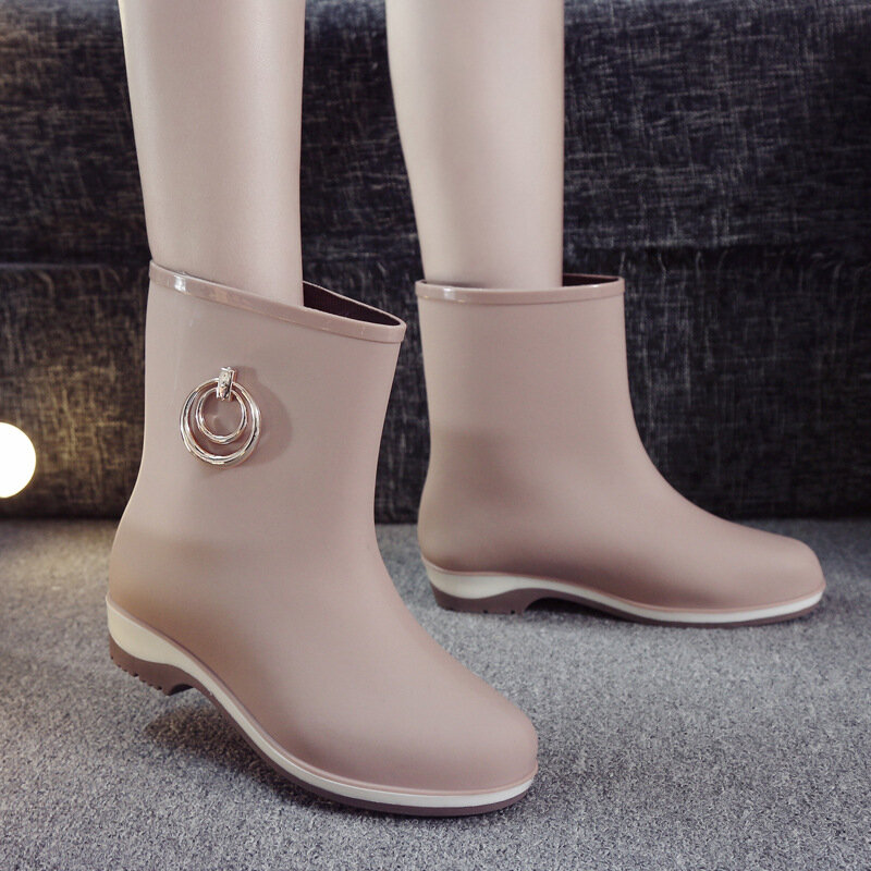 2021 novo curto mulheres botas de borracha tornozelo botas de chuva outono chuva dia à prova dwaterproof água mulher sapatos
