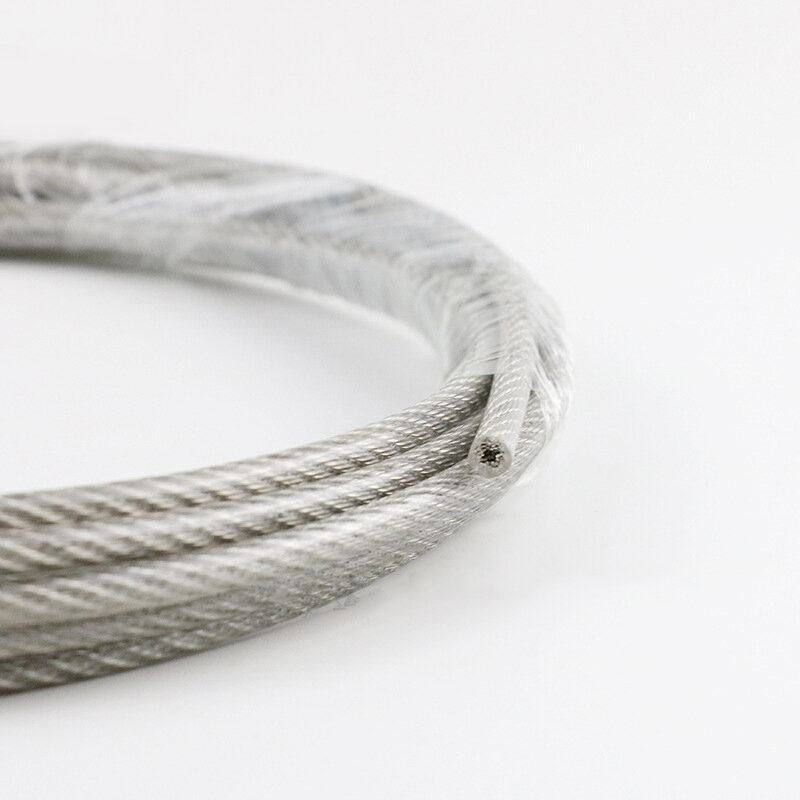 10/20/30 miernik stali nierdzewnej powlekane PVC przewód elastyczny liny miękki kabel przezroczysty ze stali nierdzewnej do bielizny średnica 3/4mm liny stalowej