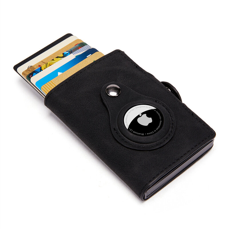 Bycobecy-男性用と女性用のRFIDカードホルダー,PUレザーケース,イヤータグ付き,エレガントな財布