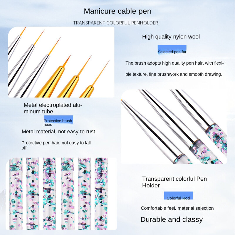 3Pcs Acrylic French Stripe Nail Art Liner Brush Set Ultra-thin Line Drawing Pen UV Gel Manicure Painting Brush Nail Art Tools