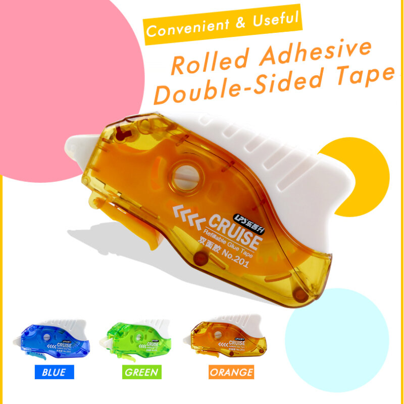 Portable Adhesive Dot,Replaceable Roller Double Sided Tape,Length 8m,Office School Use Paste,Pull To Stick,Precise Pasting