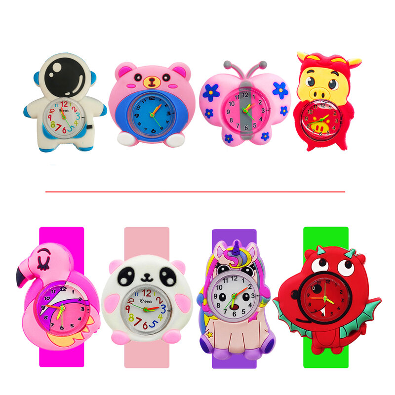 Relógio do bebê brinquedo 3d dos desenhos animados crianças relógios de pulso relógio para meninas meninos presente de natal crianças slap relógios
