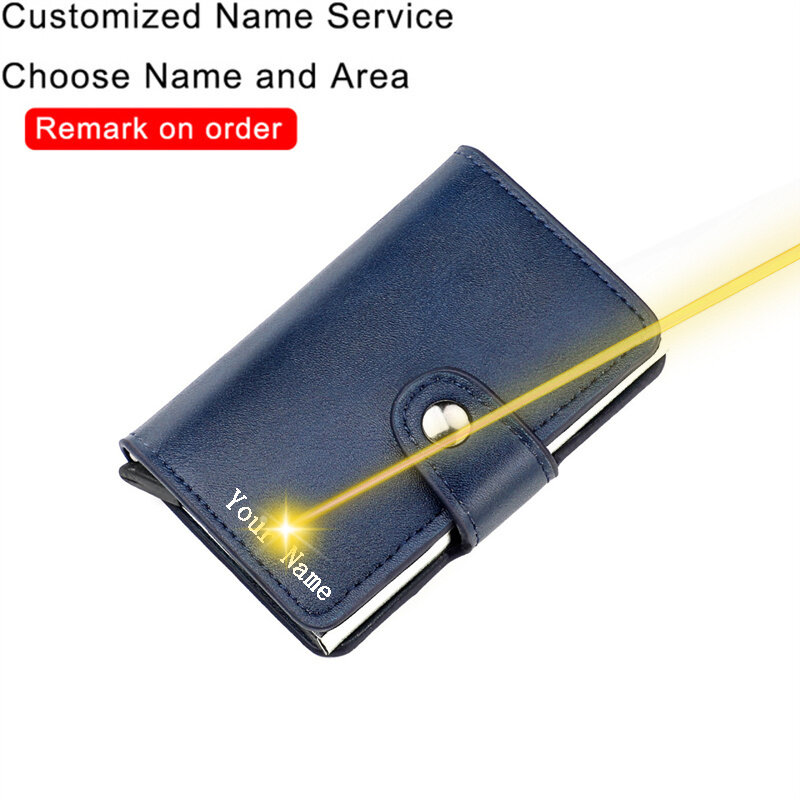 Portafoglio con incisione personalizzata porta carte di credito con blocco Rfid portafoglio da uomo portafoglio sottile in pelle a tre ante magico portamonete portamonete