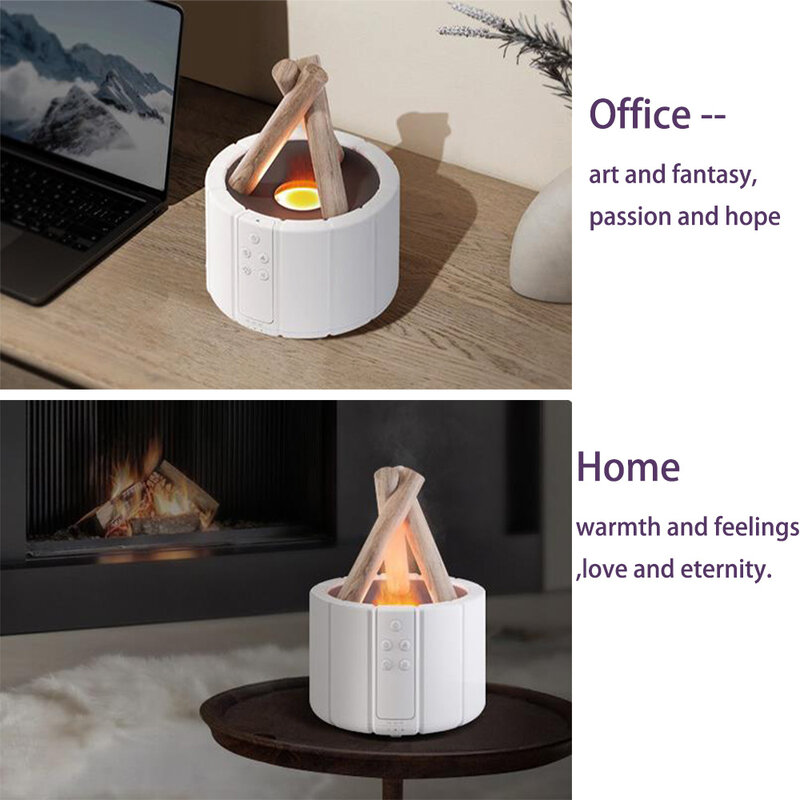 USB Air Humidifier Timing Flame Aromatherapy Machine 280ml Ultrasonic Essential Remote Control Oil Diffuser for Home Office