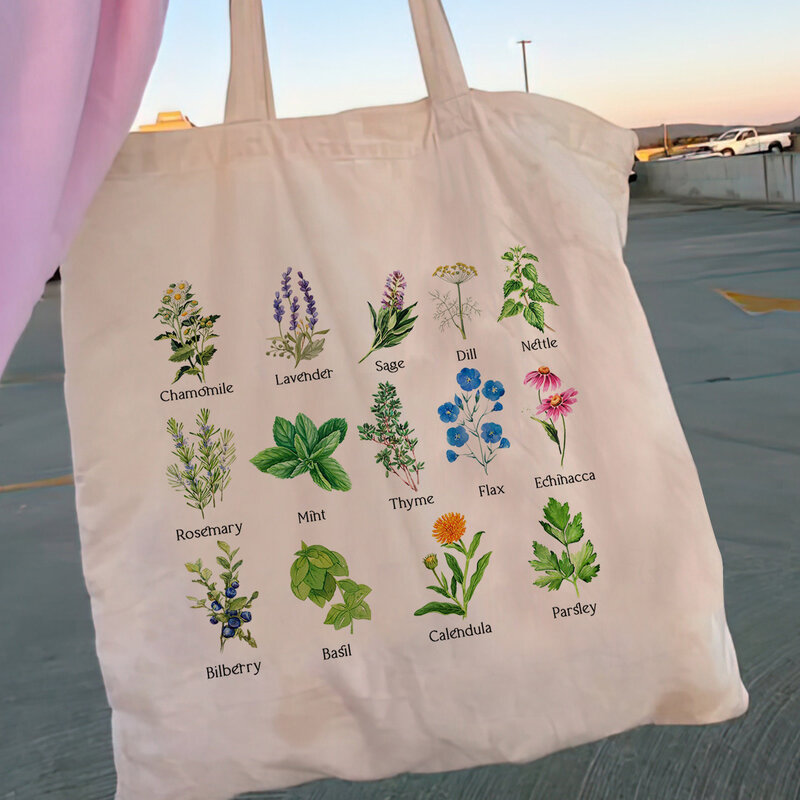 New Women Shopper Flower In English Canvas Shopper Bag Girl Handbag Tote Shoulder Lady Bag Foldable Shopping Bags for Groceries