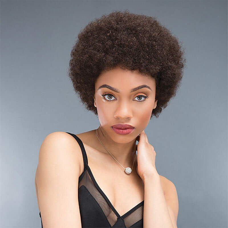 Dreamdiana curto afro encaracolado cabelo humano máquina cheia perucas para preto mulher 150% densidade curto pixie corte peruca perucas na liquidação