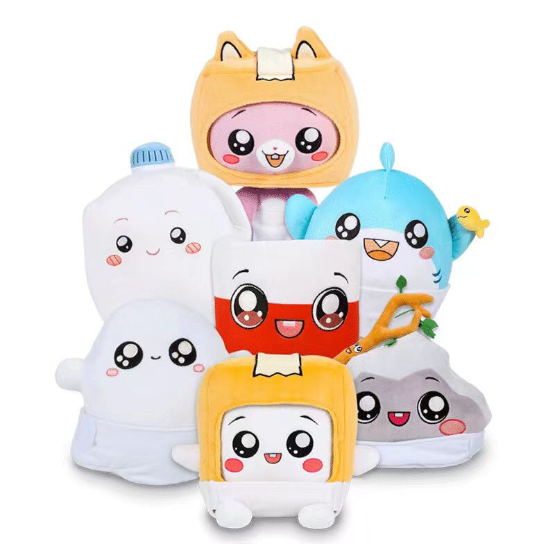 Lankybox-muñeco Musical de leche, Cubo de árbol de tiburón, juguetes sin música que brillan en la oscuridad, peluches fantasmas, Baby Boxy/Foxy Robot, Peluches