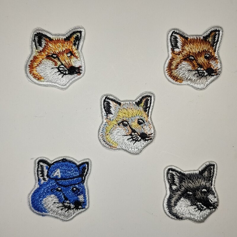 5Pcs/lot Rowling Chic Fox Head Ironing Brand Embroidered Patches For on Clothing Pants Thermoadhesive DIY Badges Stickers decor