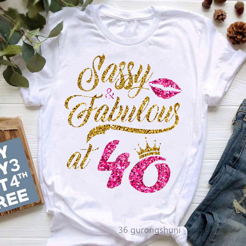 40 fabuloso coroa impressão gráfica camiseta feminina moda coroa lábios tshirt femme feliz aniversário t camisa feminina topos