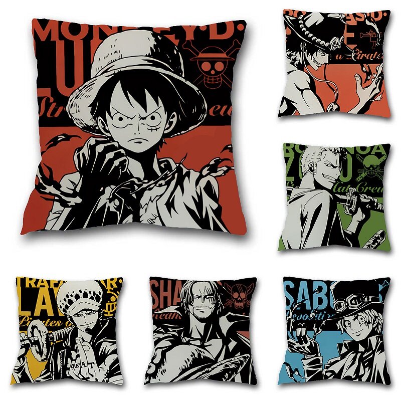 45*45CM One Piece Japanese Anime Pillow Case Cartoon Luffy Zoro Home Decor Sofa Decorative Pillowcases Throw Cushion Case Covers