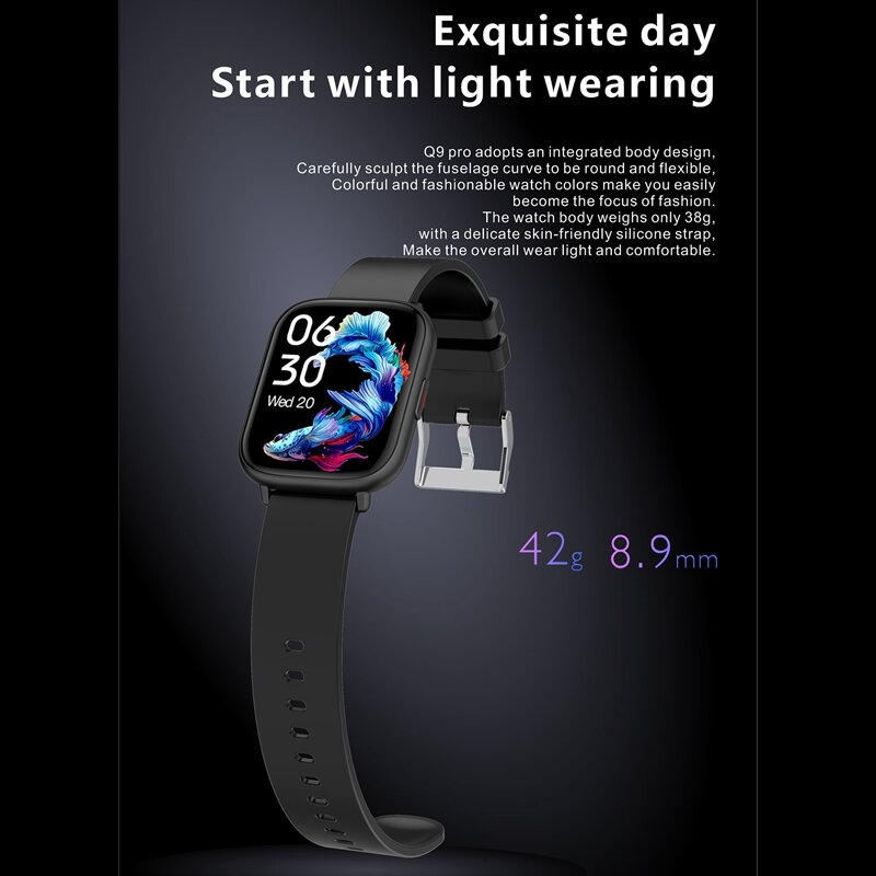 Reloj inteligente Q9pro GT2, accesorio de pulsera resistente al agua IP68 con pantalla TFT de 1,85 pulgadas, 240x286 píxeles, 64M + 64M, Flash BLE 5,0, para deportes al aire libre