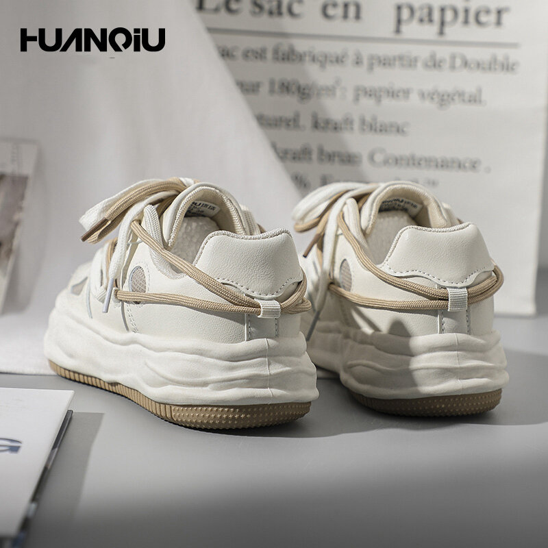 Женские кроссовки на шнуровке HUANQIU, белые кроссовки для тренировок на весну 2022