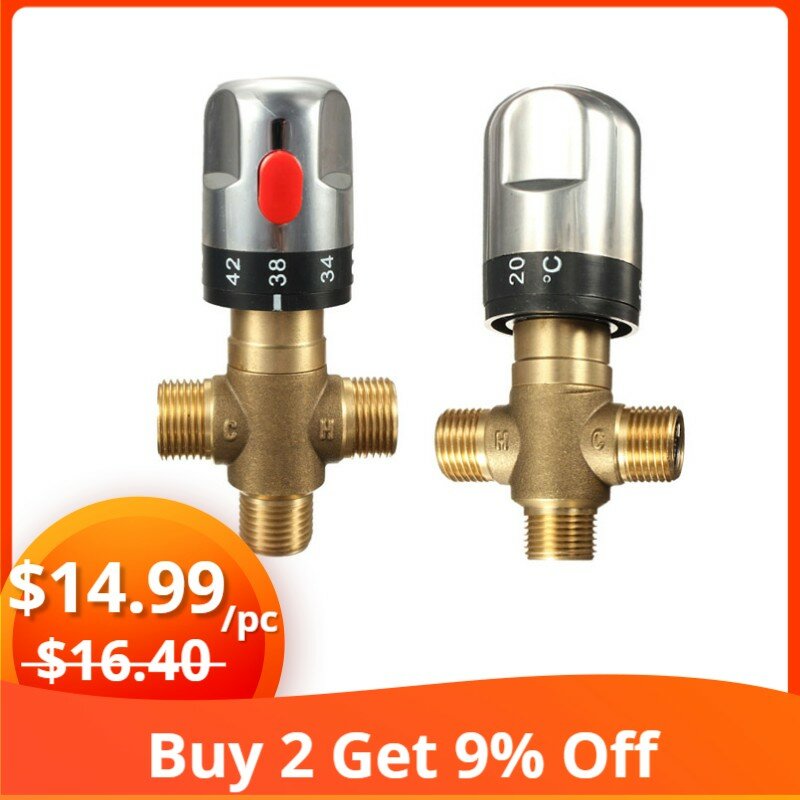 Xueqin 1PC Brass Pipe Thermostat Faucet Thermostatic Mixing Valve Bathroom Water Temperature Control Faucet Cartridges