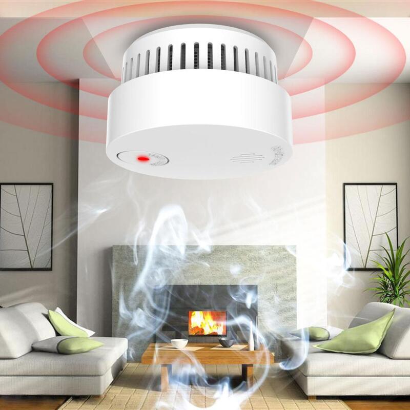 CoRui-Detector de alarma de humo, Sensor de advertencia de voz, protección de seguridad para el hogar, batería de litio incorporada de alta sensibilidad
