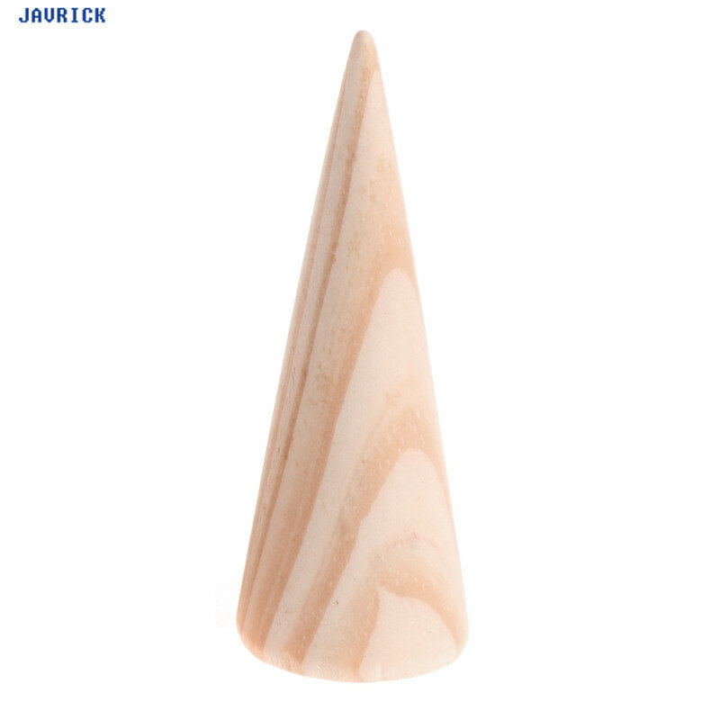 JAVRICK – présentoir en bois naturel non peint, présentoir pour bagues, bijoux, organisateur en forme de cône