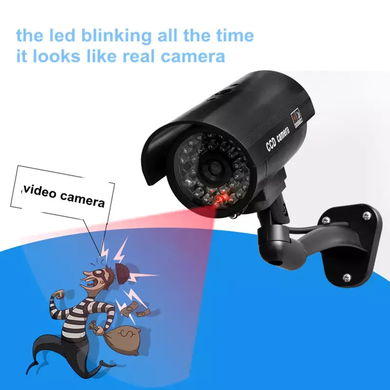 Kamera Tiruan Palsu Keamanan CCTV Luar Ruangan Tahan Air Umpan Imitasi IR LED Wifi Flash Merah Led Kamera Pengintai Video Tiruan
