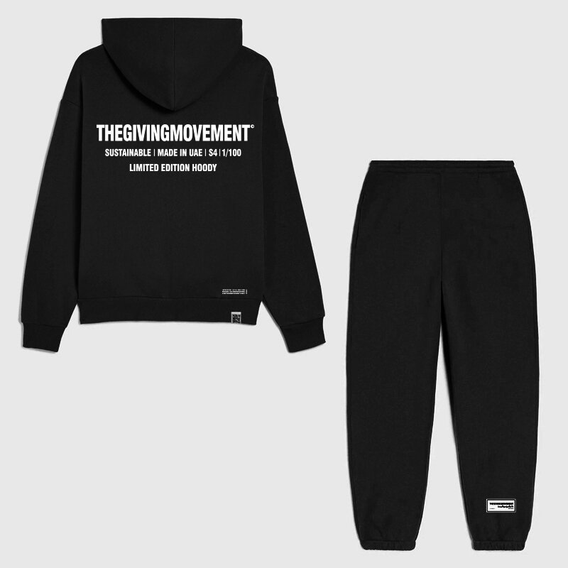 TGM 100% Baumwolle Womens Print Hoodies Oversize Warme Sweatshirts Streetwear Pullover Trainingsanzüge Jogginghose Sweatsuits Frühling Anzug