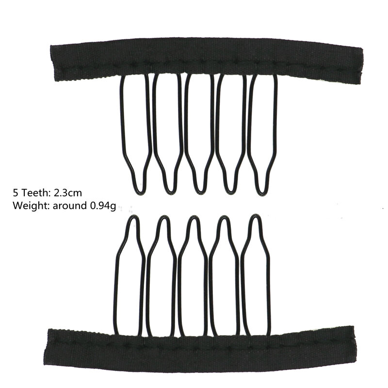 ヘアエクステンション用の黒いかつらクリップピース/ロット,「ウィッグキャップ用のヘアクリップ,工場からの直接配送,3〜7歯のアクセサリー