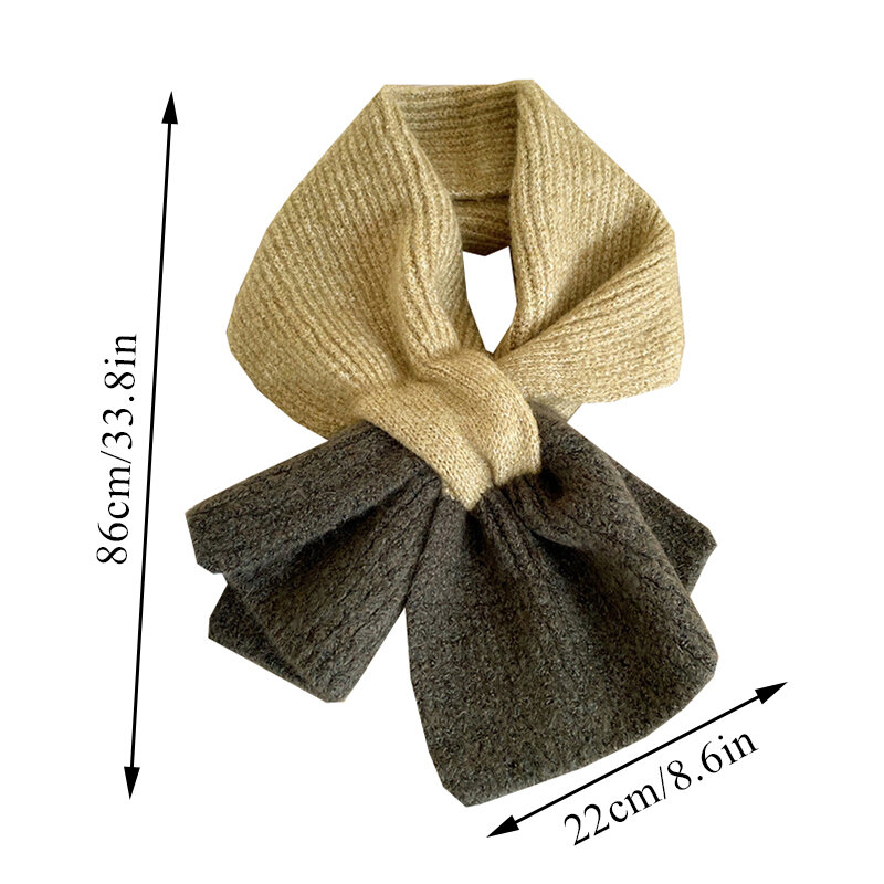 Two-colors Knitted Cross Scarf Outdoor Unisex Couple Shawl And Wraps Woolen Yarn Neckerchief Warm Knitting Neck Tie Scarf
