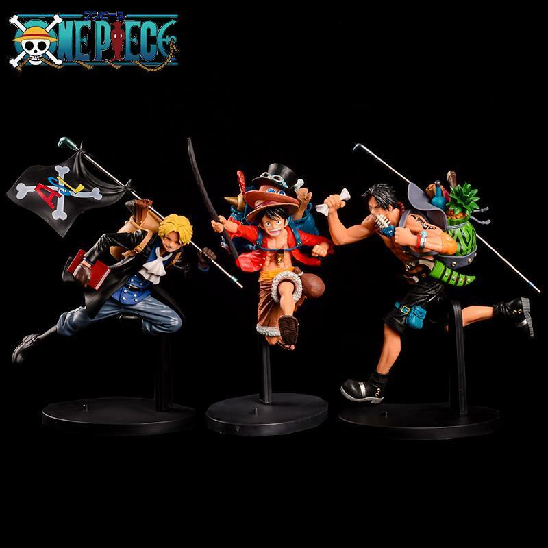 One Piece hand-made three brothers Ace Luffy Sabo running model two-dimensional toy ornaments birthday gift animation gift