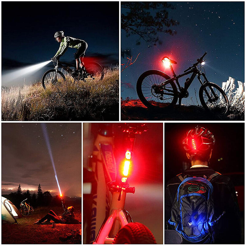 Conjunto de luzes de bicicleta com velocímetro, farol dianteiro super brilhante recarregável por usb, 5 modos para comutadores e ciclismo de estrada