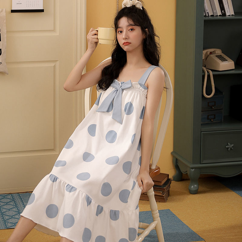 Váy Ngủ Nữ Gradient Ấm Cúng Thời Trang Thiết Kế Đơn Giản Phong Cách Hàn Quốc Tới Đầu Gối Phòng Chờ Mặc Mùa Hè Bán Sinh Viên Rời Ngọt Ngào