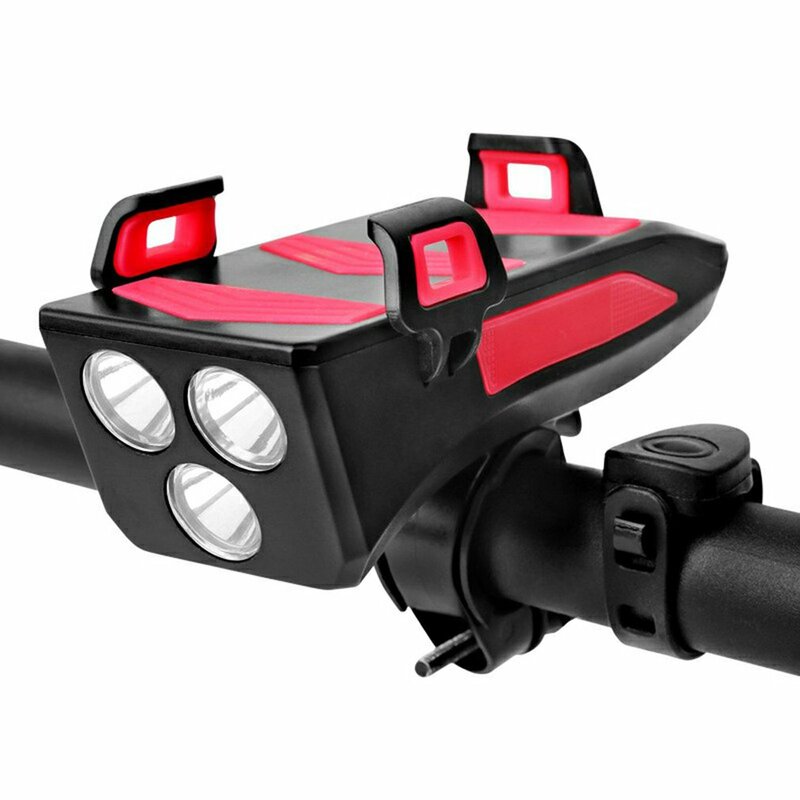 إضاءة دراجة هوائية مصباح ليد بوحدة USB قابل لإعادة الشحن دراجة العلوي القرن حامل هاتف Powerbank دراجة نارية سكوتر ضوء ليلة تحذير المصباح