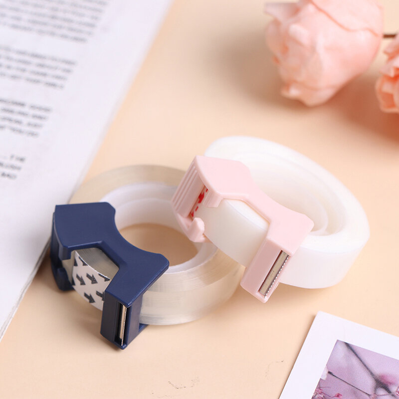 Protable Tape Dispenser Writable Clear Adhesive Tape with Tape Cutting Tool Writable Invisible Correction Tape School Stationery