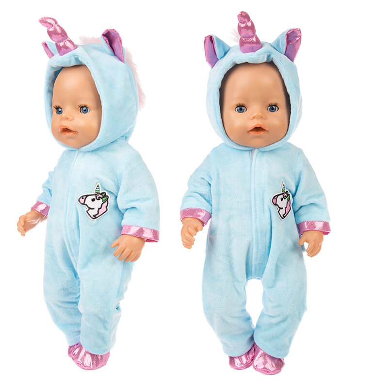 Fit 18 inch 43cm Doll Clothes Born Baby Unicorn Kitten and Pony Doll Clothes Suit For Baby Birthday Festival Gift