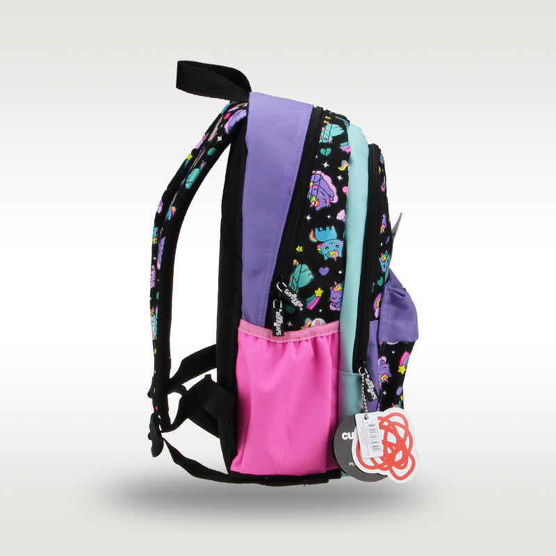 Австралийский Оригинальный детский школьный рюкзак Smiggle, милый рюкзак на плечо, черный рюкзак с отделением для карт и именем единорога, искусственная 14-дюймовая сумка