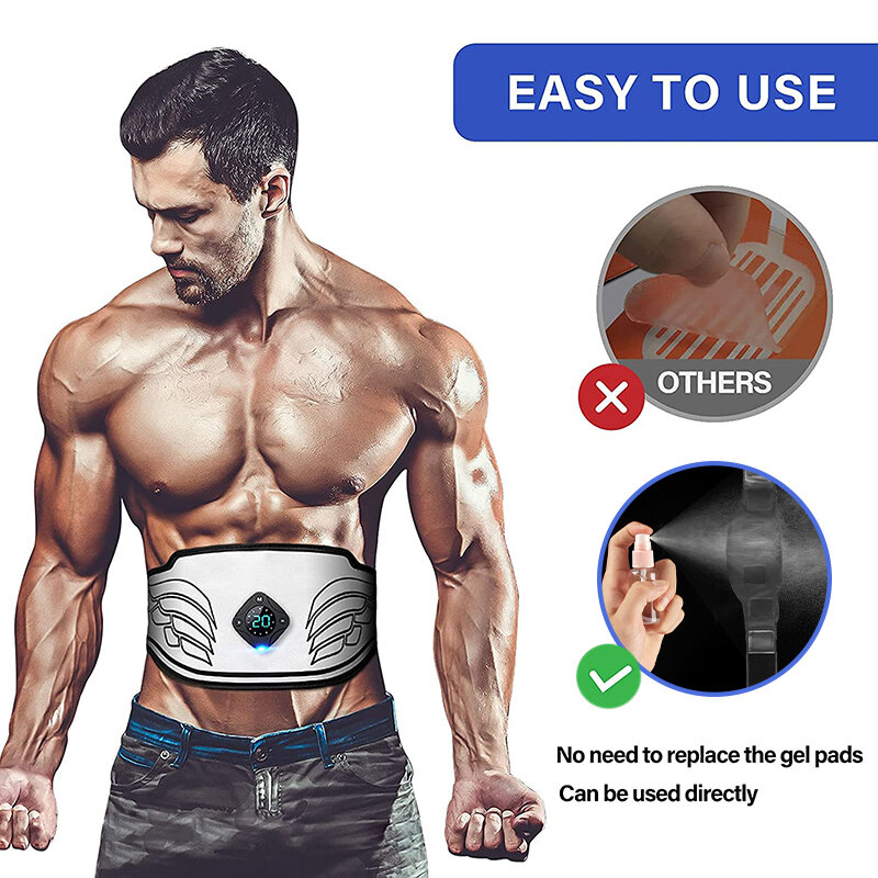 Estimulador muscular elétrico cinto de vibração abs trainer ems estimulador muscular abdominal toner engrenagem de treinamento de fitness em casa cinto de ginástica
