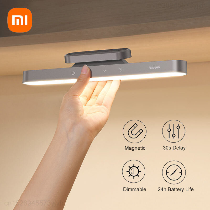 Магнитная настольная лампа Xiaomi Baseus, светодиодный ночник для кабинета и общежития с задержкой и зарядкой от USB