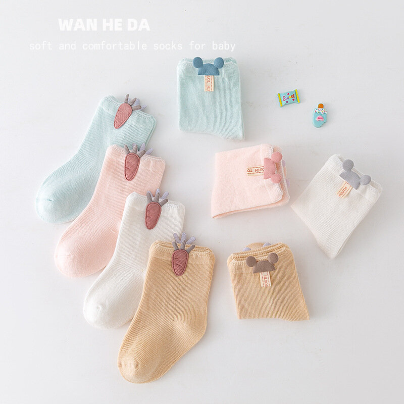 Calcetines de malla de algodón para recién nacido, accesorios para bebés de 0 a 3 años, lote de 3/4 pares
