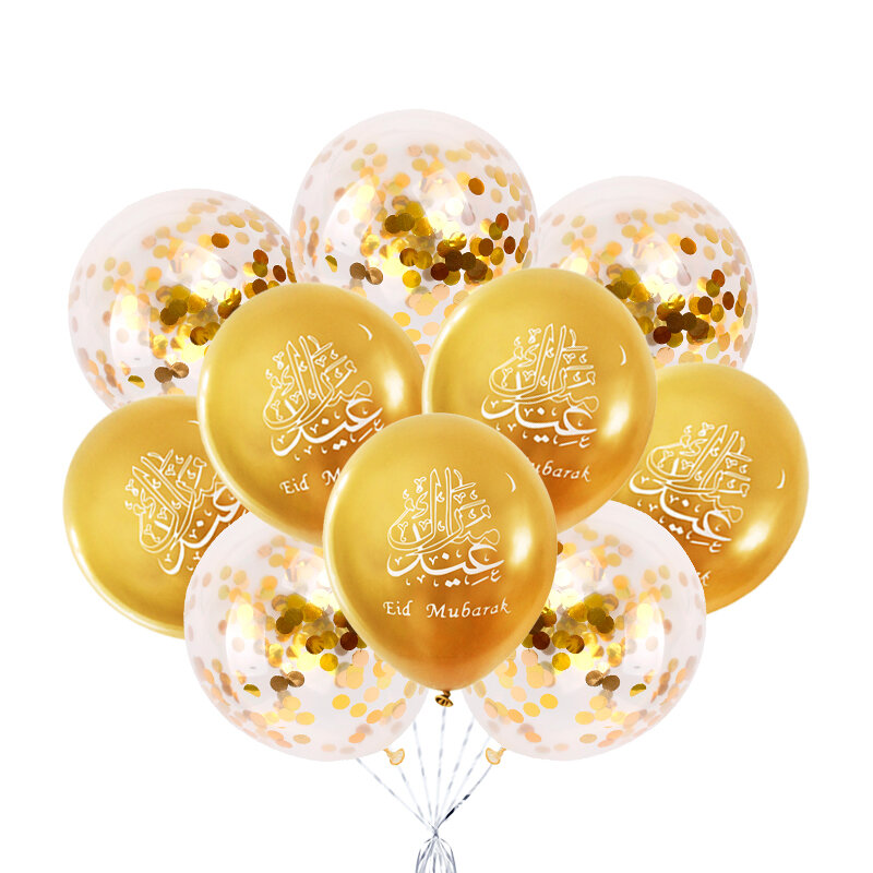 10Pcs Ramadan Eid Mubarak Balloons Kareem Decoration Ramadan Mubarak Islamic Muslim Festival Party Supplies Latex Metal Balloon