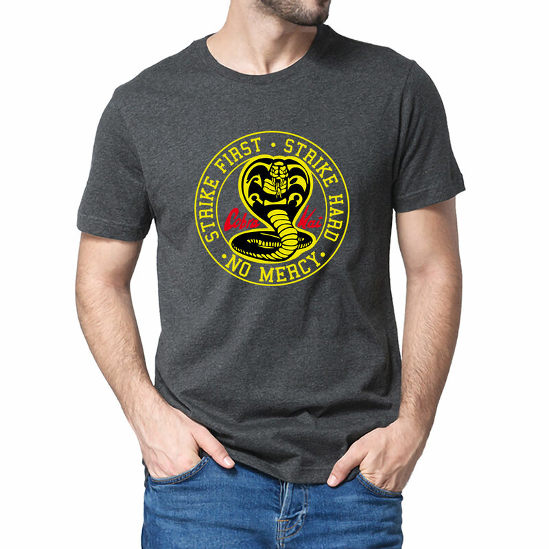 Camiseta de Cobra Kai No Mercy Strike Hard para hombre y mujer, camisa de la película de Karate Kid de los 80, 100% algodón, informal, suave, Unisex