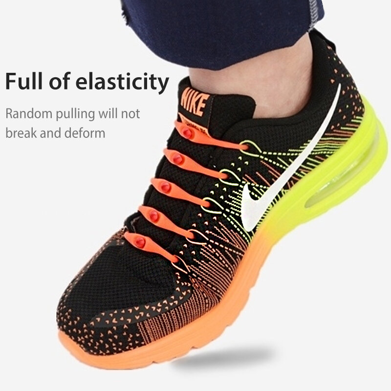 12 Buah/Lot Sepatu Silikon Elastis Renda Keselamatan Tanpa Dasi Sneakers Tali Sepatu untuk Anak-anak Dewasa Bertali Sepatu Bundar Aksesori