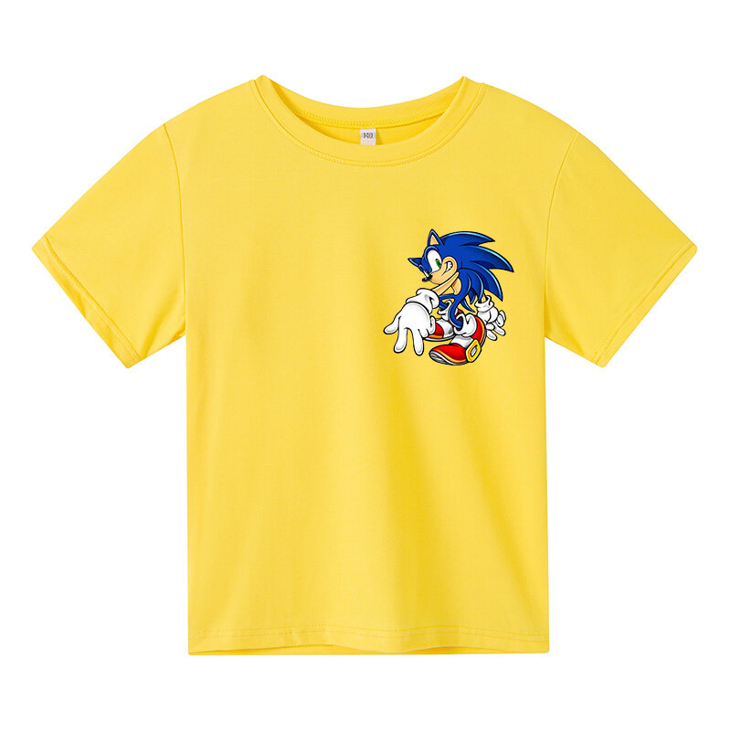 Kaus Anak-anak Kaus Nyaman Katun Game Sonic untuk Anak Laki-laki Perempuan Bayi Anak-anak Atasan Lengan Pendek Musim Panas Kaus Keren Pakaian Anak
