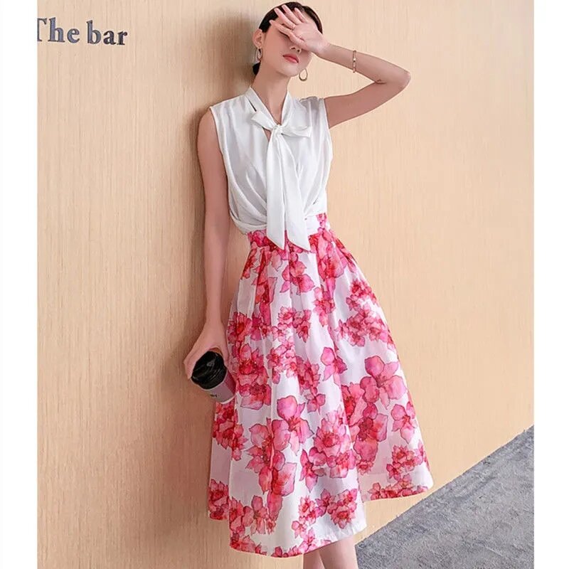 Faldas con bolsillo de Organza para mujer, falda elegante con diseño de flores rosas, a la moda, de corte entallado, estético, 2022