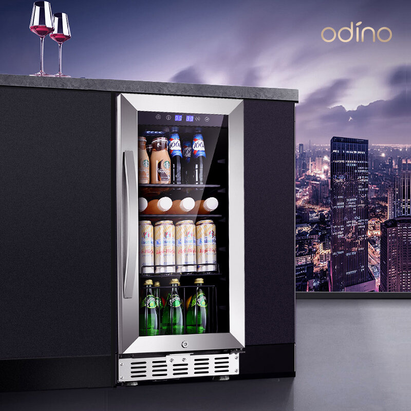 Odino-블랙 컬러 스퀘어 전기 와인 쿨러, 스테인레스 스틸, 소형 와인 냉장고 쿨러
