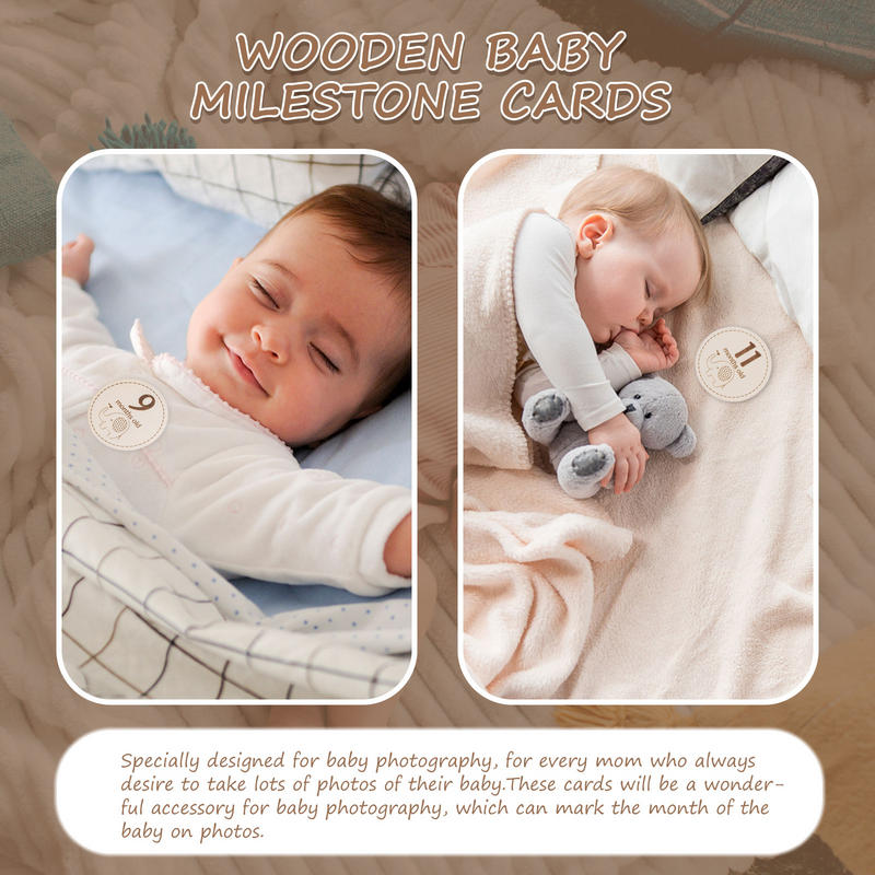 6 pces madeira bebê cartões mensais premium marco mensal seguro cartões de marco