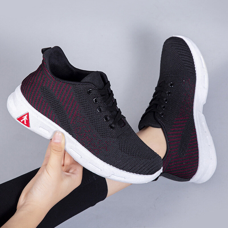 Women's Flying Woven Lightweight Casual Sports Shoes Running Shoes Comfortable Athletic Training Footwear Tennis Ladies Shoes